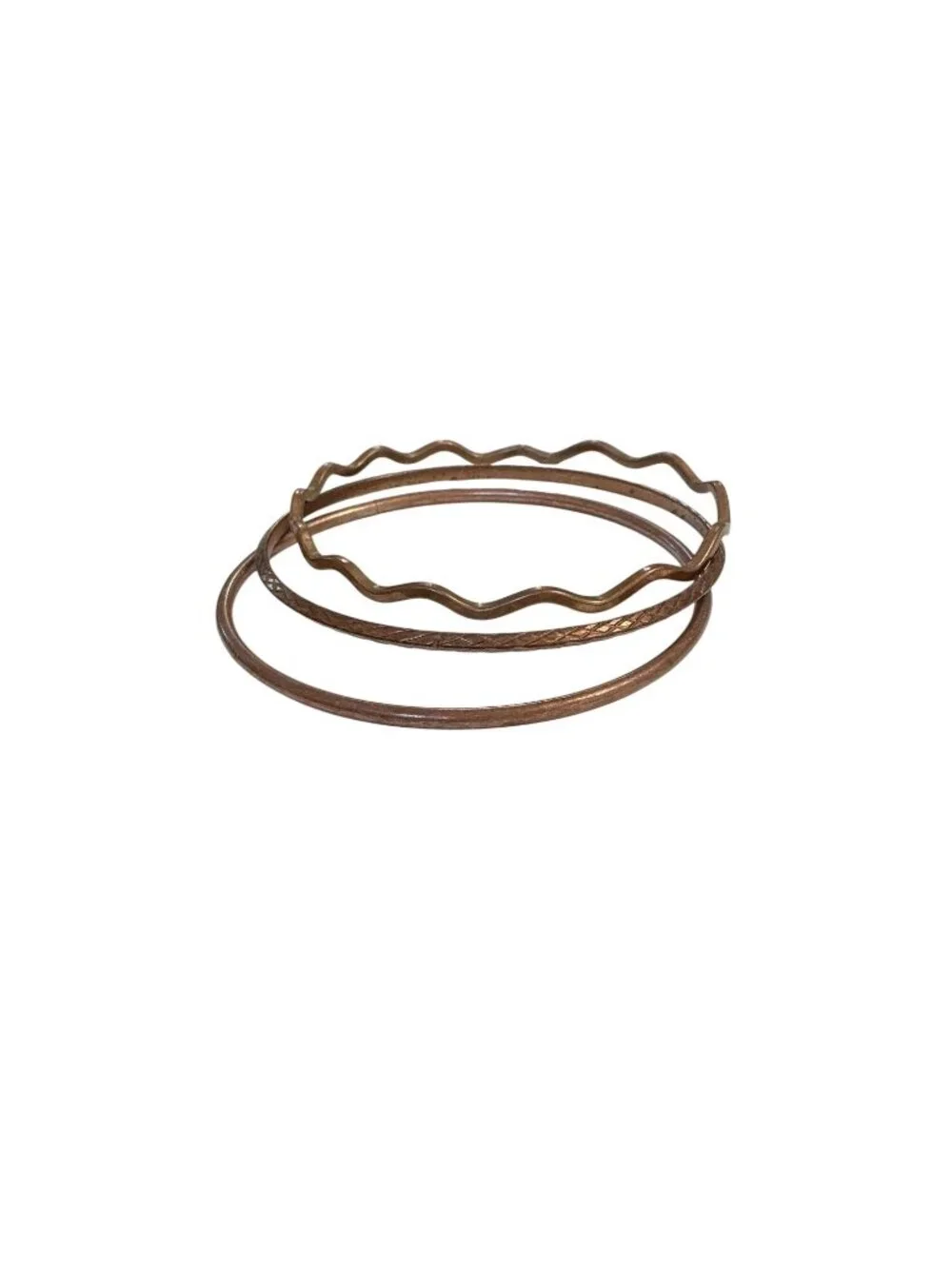 Vintage Copper Stacking Layering  Bangle Bracelets Lot Of 3 Textured & Smooth